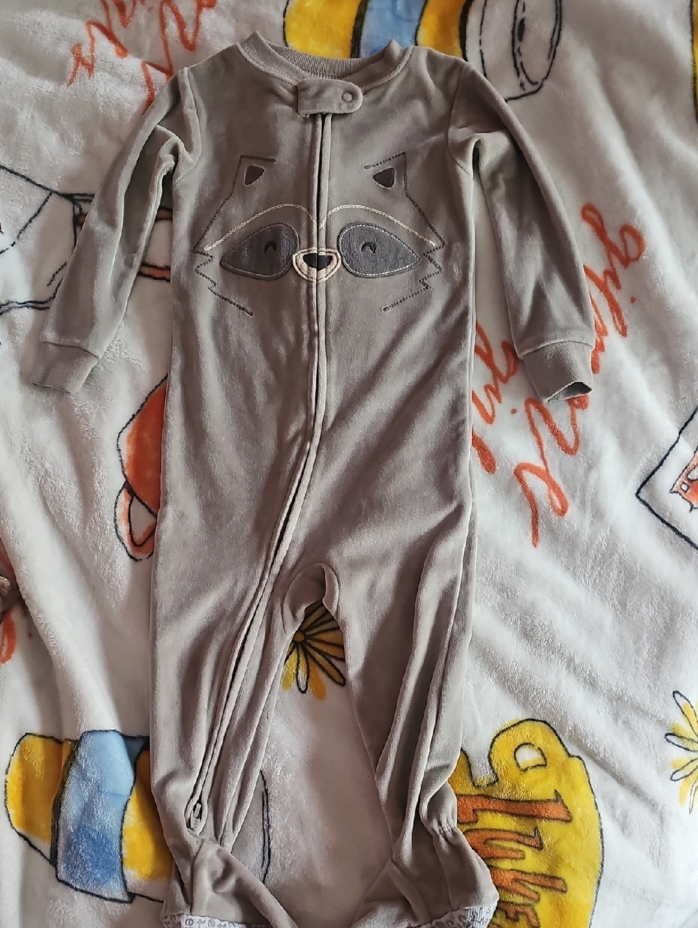 Carter's Light Gray Raccoon Footed One-Piece Sleeper